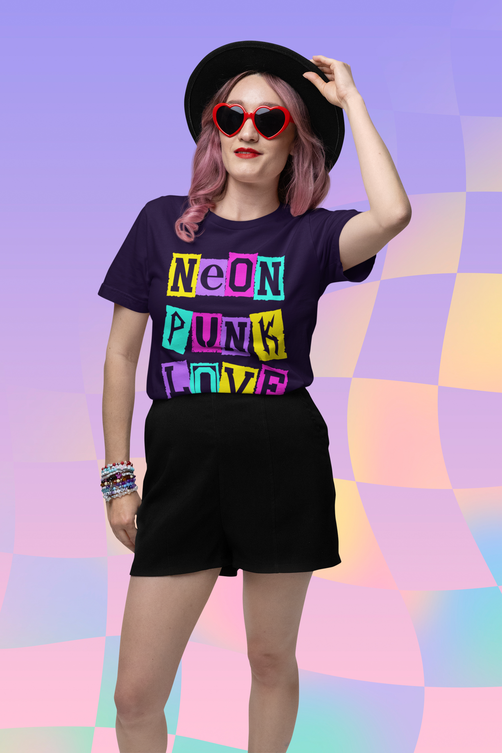 Neon Punk Love Graphic Tee | Colorful Punk-Inspired Unisex Shirt