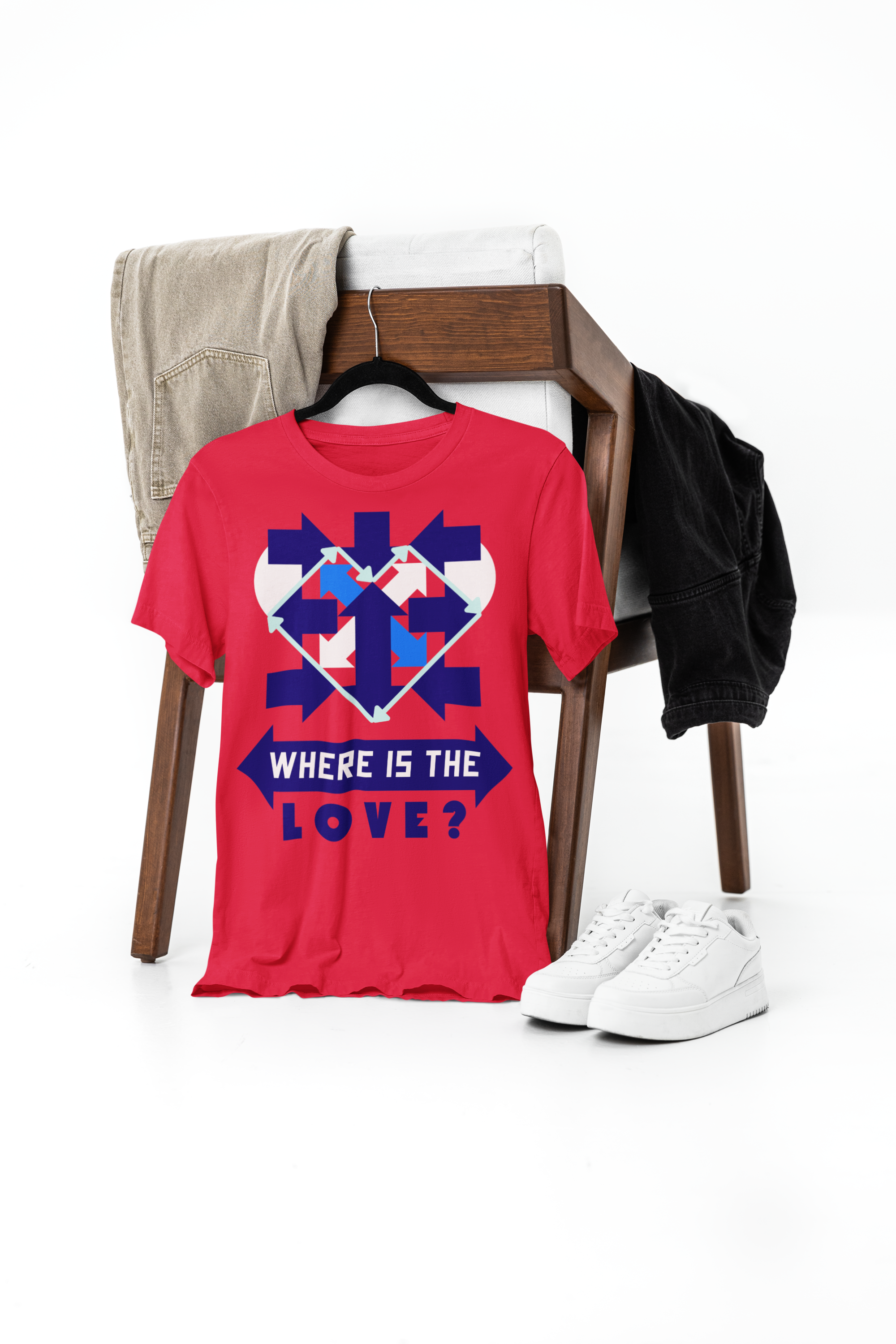 Where Is The Love? Geometric Heart Graphic Unisex T-Shirt